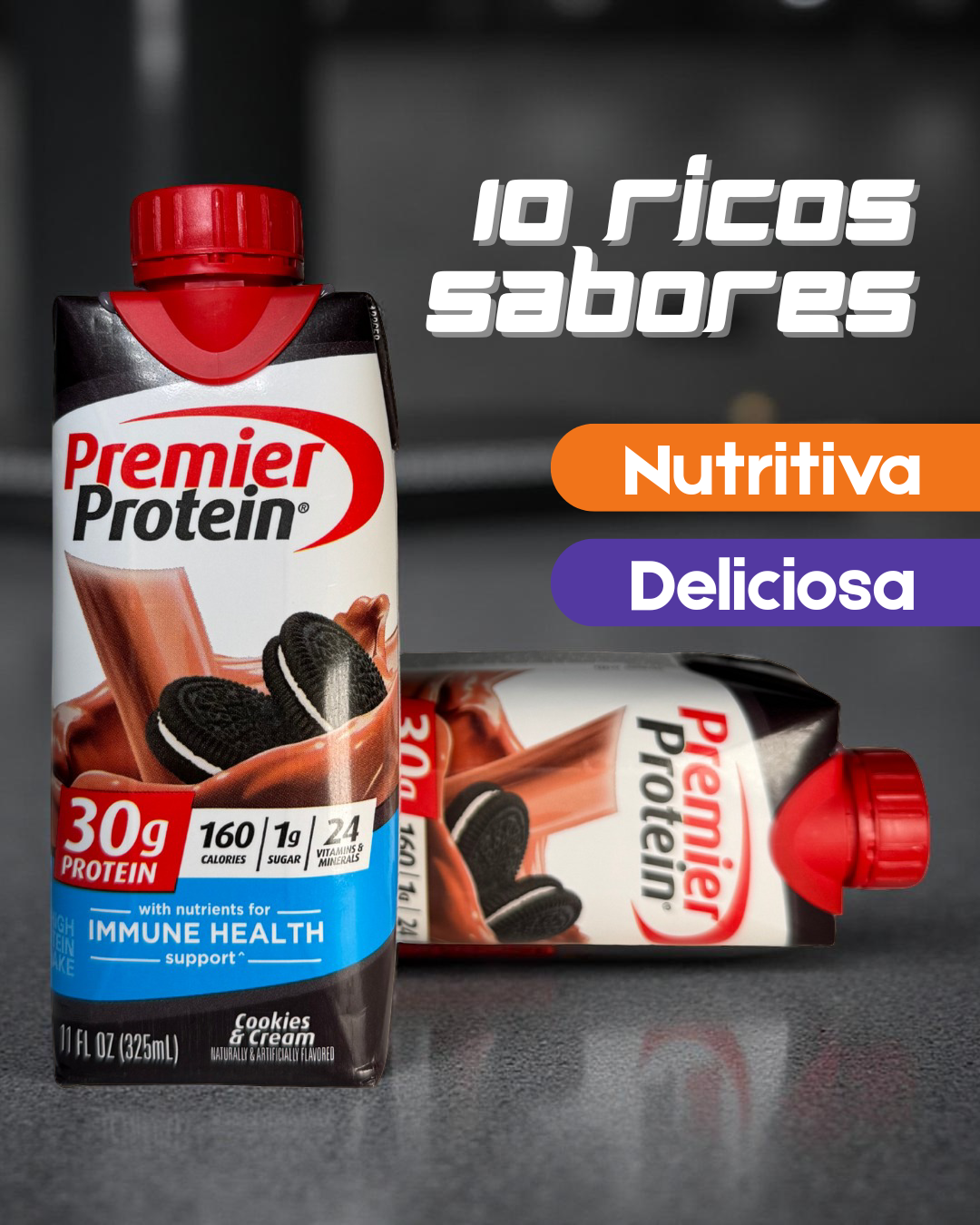 P5: Premier Protein Batido, Cookies & Cream, 11.5 Oz líq. (325 ml), 30 grs de proteína. (caja de 15 uds.)